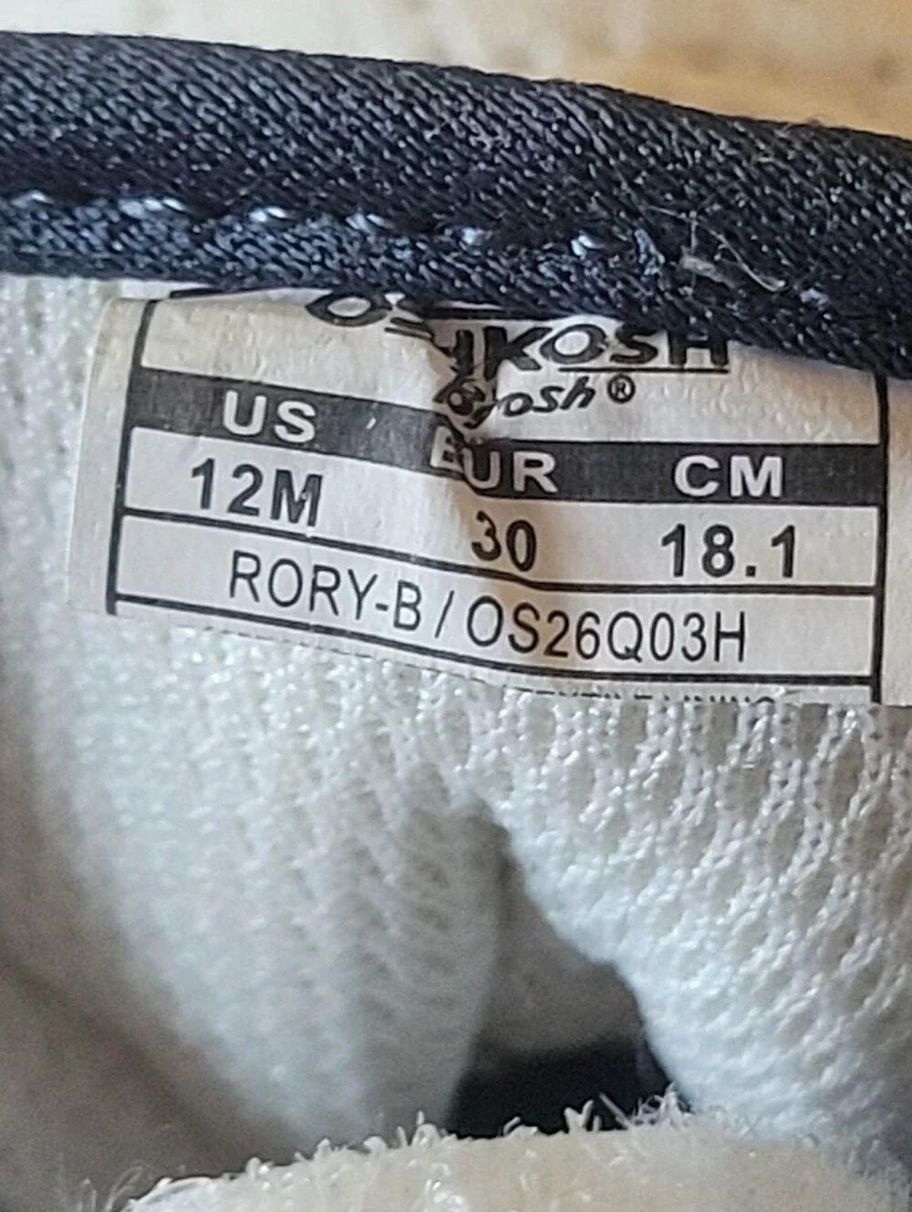 OshKosh B'gosh White and Navy Velcro Low-Top Sneakers